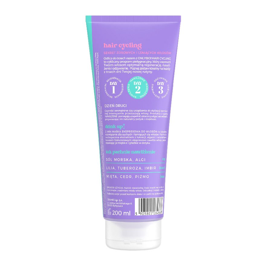 ONLYBIO Hair Cycling Hydration 2 Mins Express Hair Mask | Quick Nourishing Hair Mask for Smooth & Soft Hair
