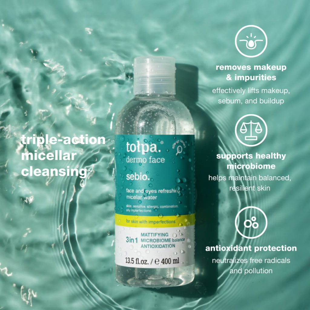 Tolpa Sebio 3-in-1 Face & Eyes Refreshing Micellar Water | Gentle Makeup Remover | 400ml