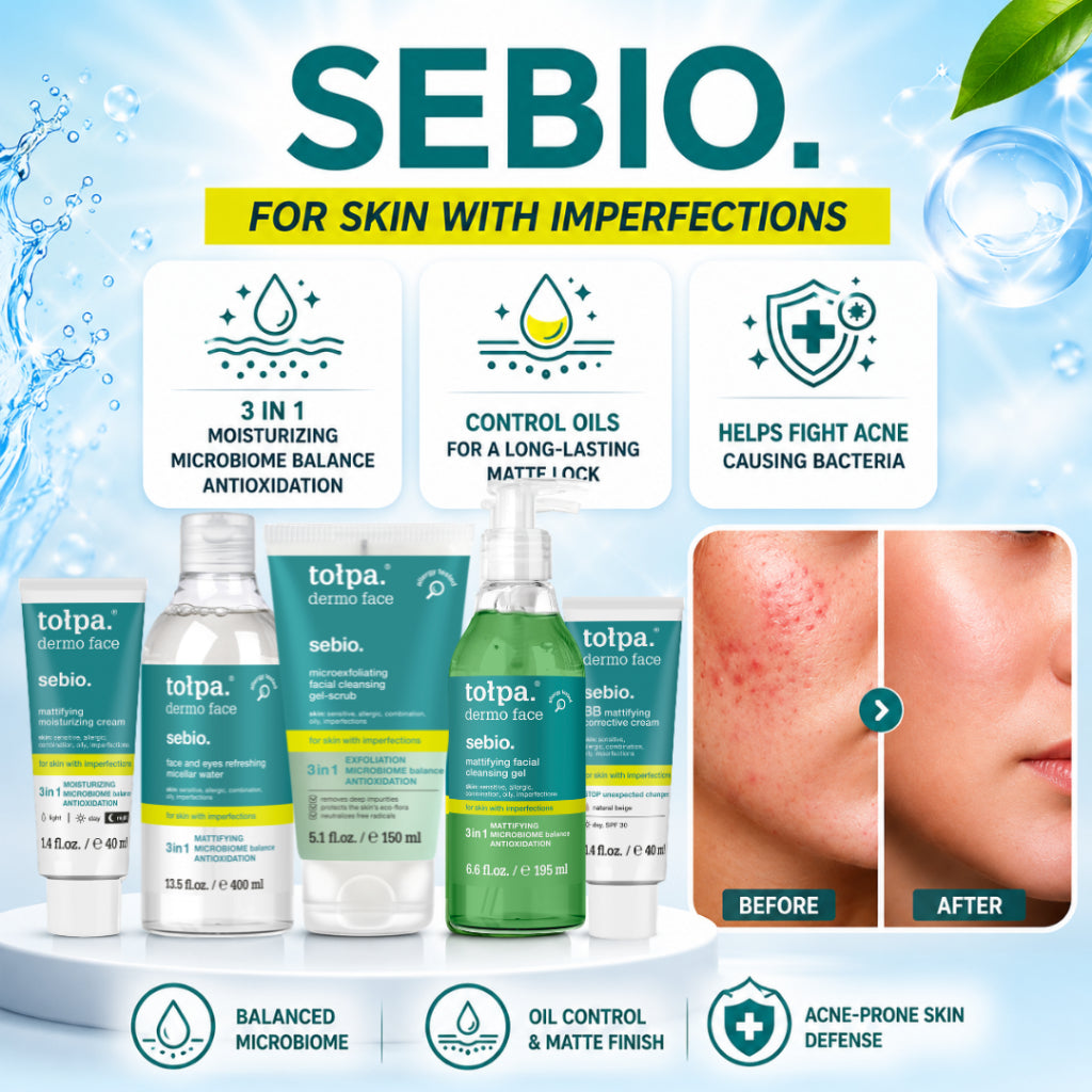 Tolpa Sebio. Oil Control Skincare Set | Cleanser | Micellar Water | Mattifying Cream
