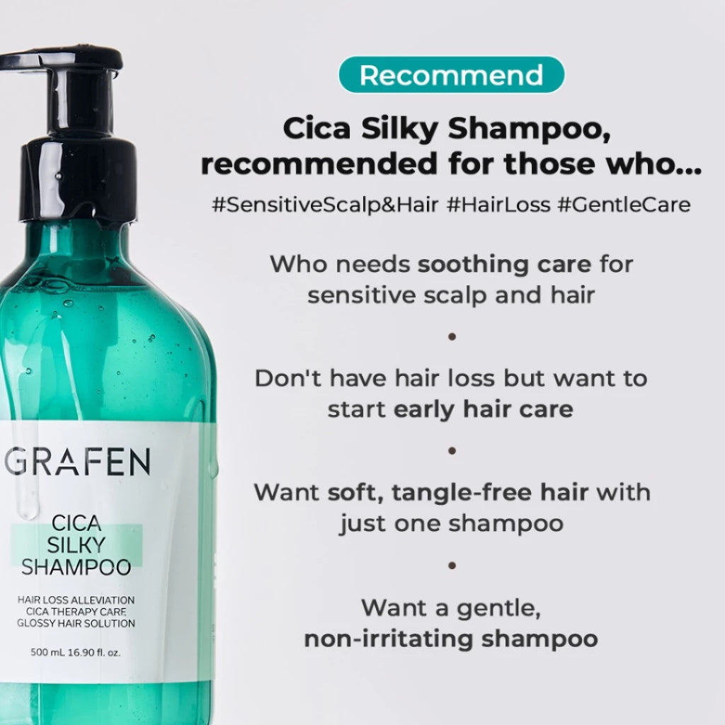[READY STOCK] GRAFEN Cica Silky Shampoo for Sensitive Scalp | Anti Hairloss 500ml