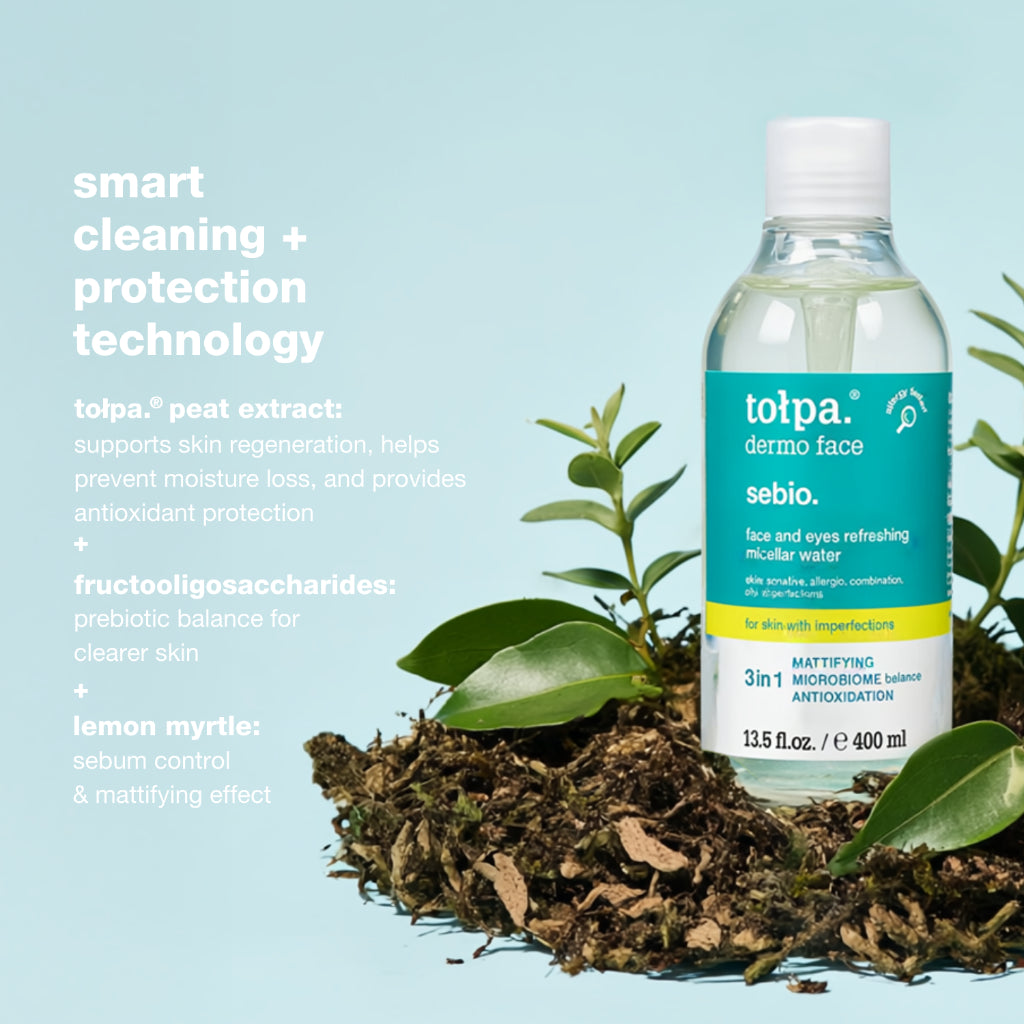 Tolpa Sebio 3-in-1 Face & Eyes Refreshing Micellar Water | Gentle Makeup Remover | 400ml