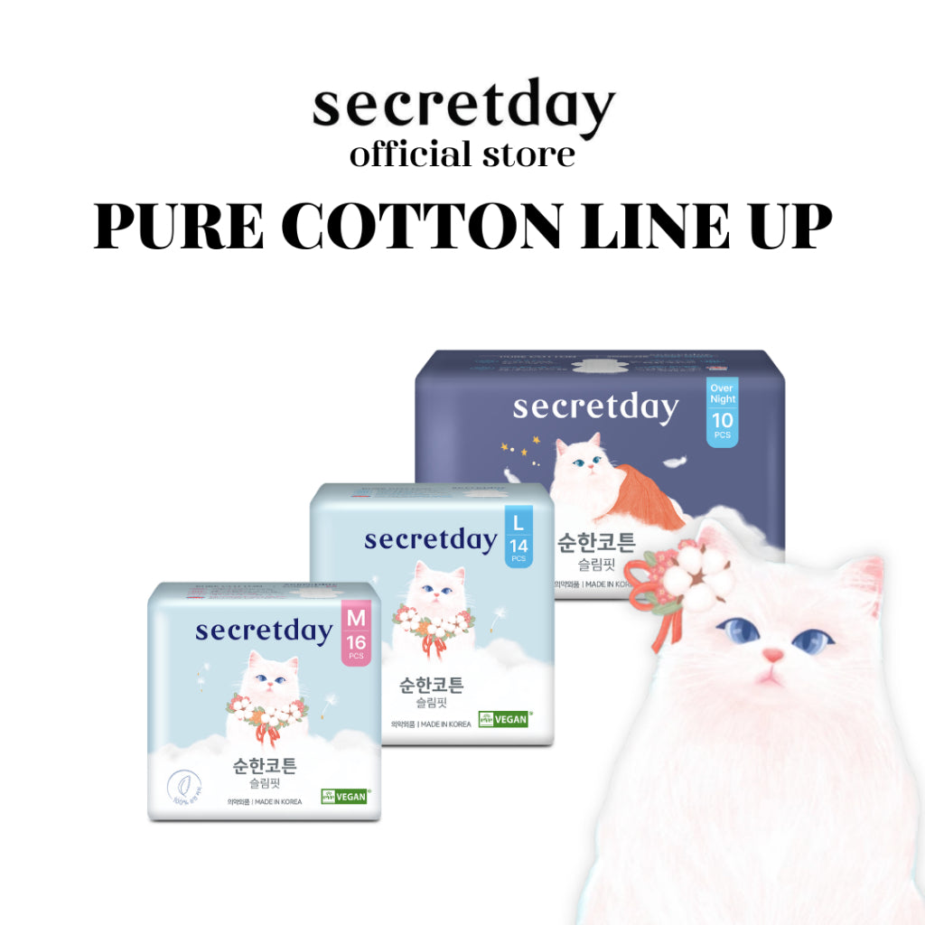 SECRETDAY Pure Cotton Slim Fit Sanitary Pads | Ultra Soft | Breathable | Gentle for Sensitive Skin