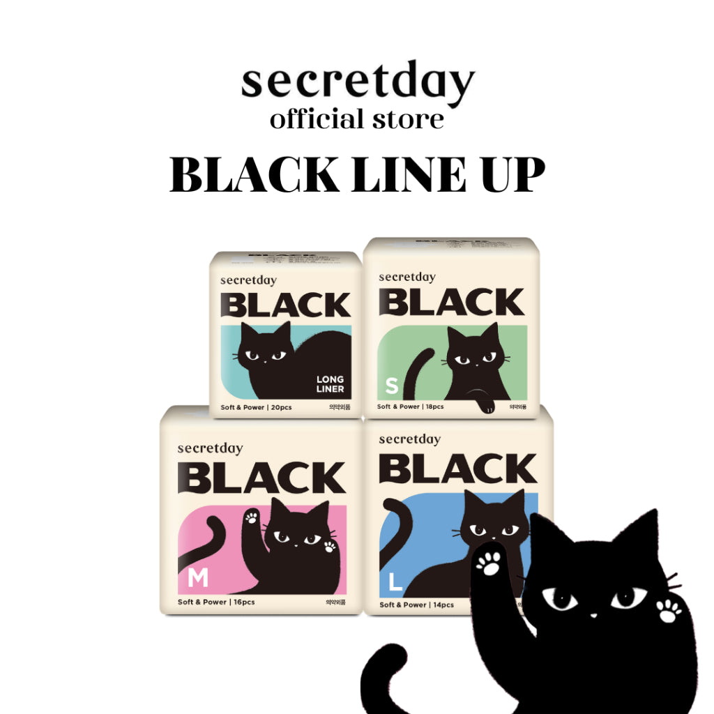 SECRETDAY Black Line Up Sanitary Pad | Strong Absorption | Prevent Leakage | Soft | Feminine Care