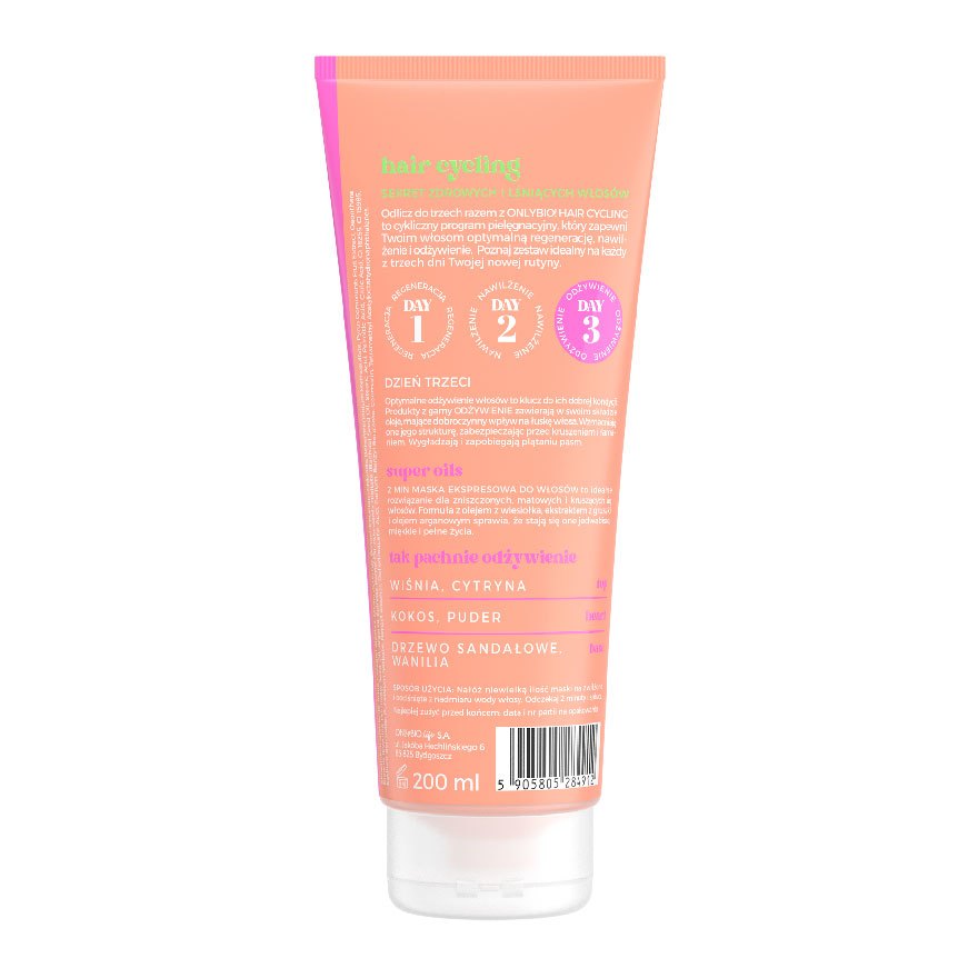 [SHORT EXPIRY]ONLYBIO Hair Cycling Nutrition 2 Mins Express Hair Mask | Quick Repair Hair Treatment for Dry & Frizzy