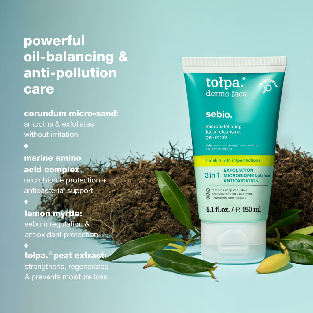 Tolpa Sebio Micro Exfoliating Facial Cleanser Scrub | Acne Care Deep Pore Wash | 150ml
