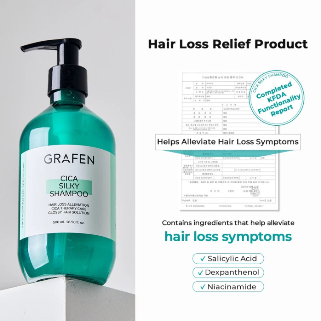 [READY STOCK] GRAFEN Cica Silky Shampoo for Sensitive Scalp | Anti Hairloss 500ml