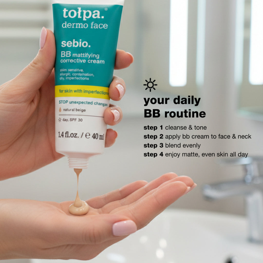 Tolpa Sebio BB Mattifying Corrective Cream SPF30 40ml | Acne Care | Oil Control | Skin Tone Corrector