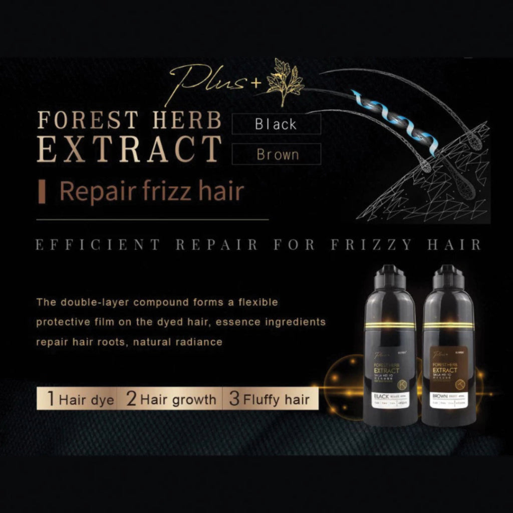 KAFEN Forest Herb Extract Hair Color Shampoo Treatment Brown/Black 200ml | Herbal Grey Hair Coverage Dye Shampoo
