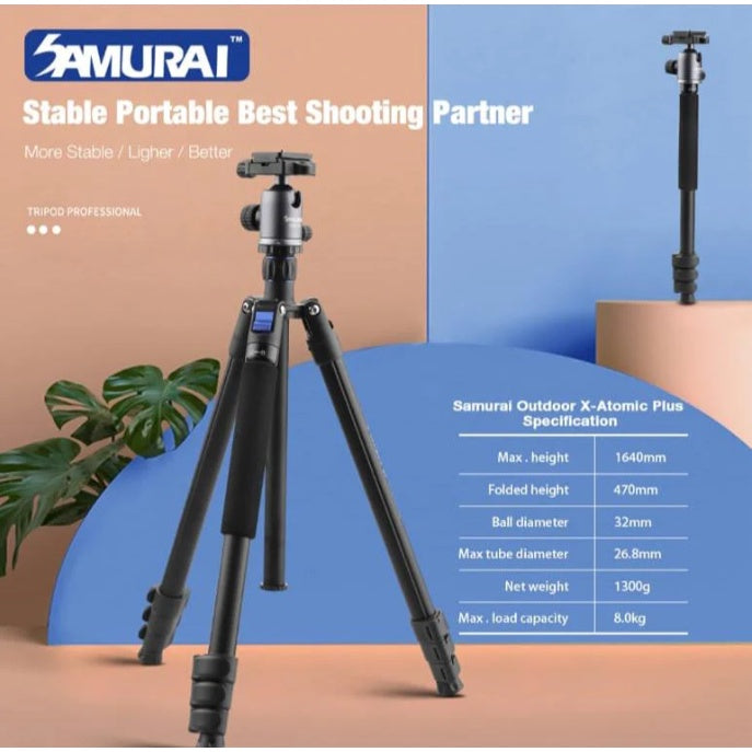 Samurai Outdoor X-Atomic Plus Detachable Monopod (with SBH-50 Ballhead, Black)