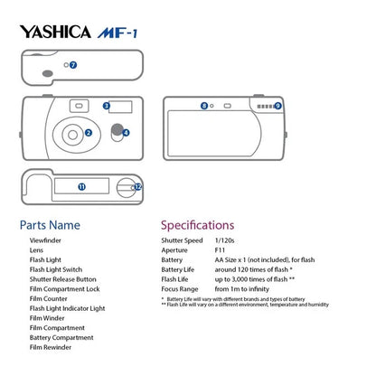 Yashica MF-1 Snapshot Art Camera Set with Flash Reusable Film Camera