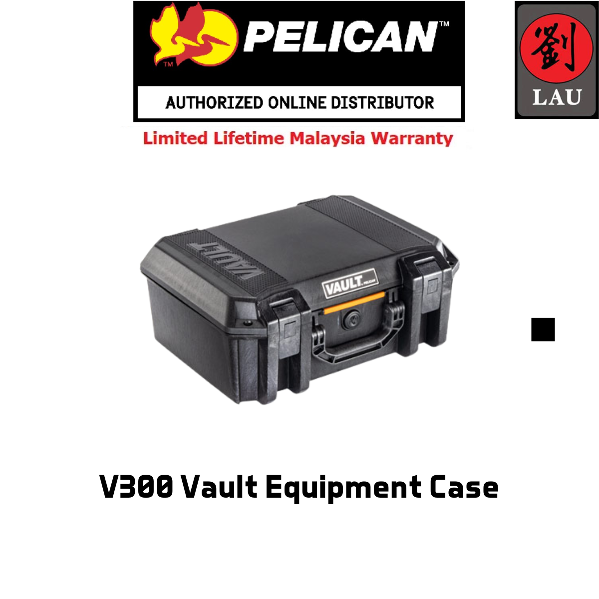 Pelican V300 Vault Large Case With Foam - Black